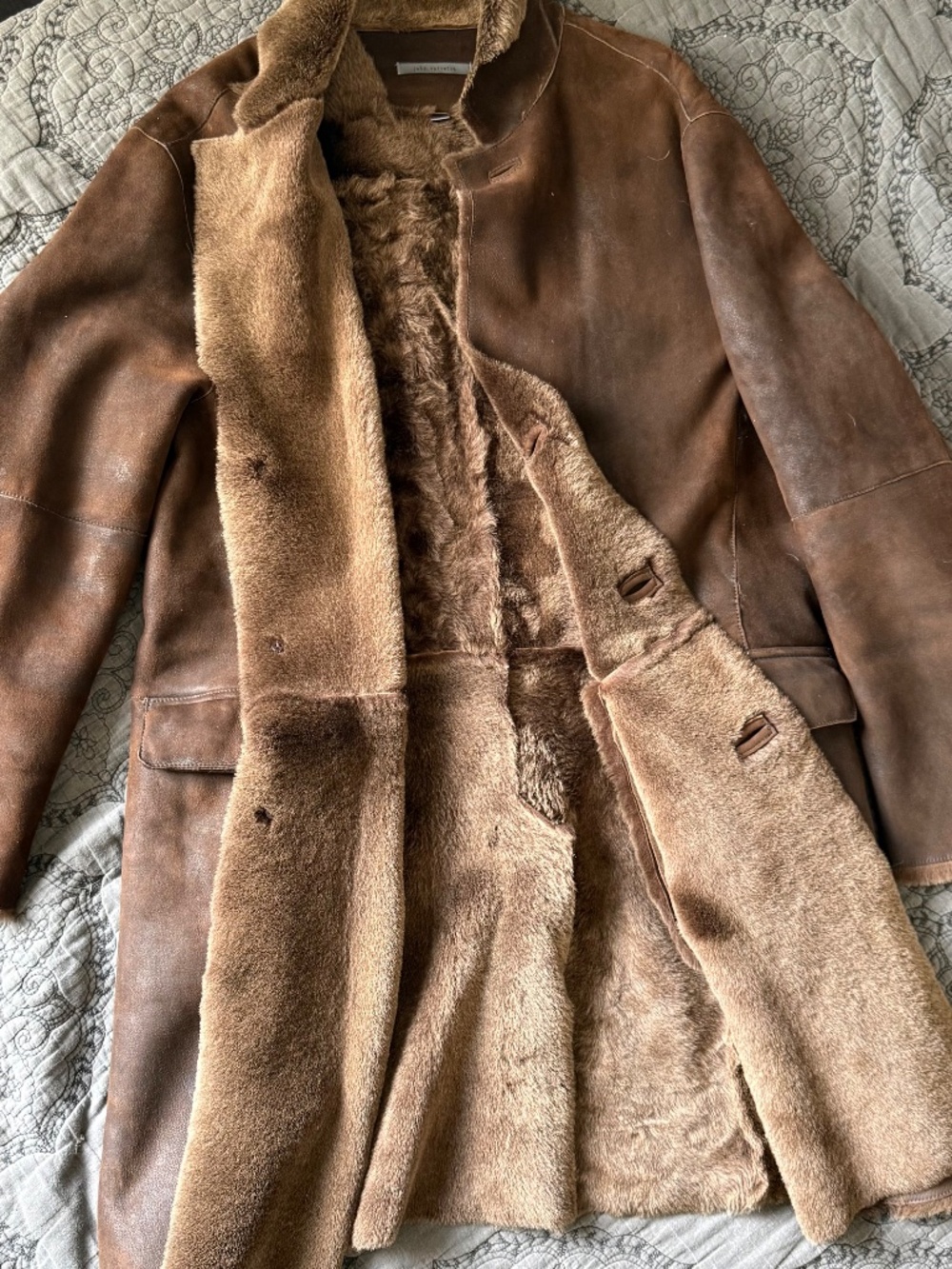 John Varvatos Shearling Coat Mens Size 54 - Picture 2 of 4